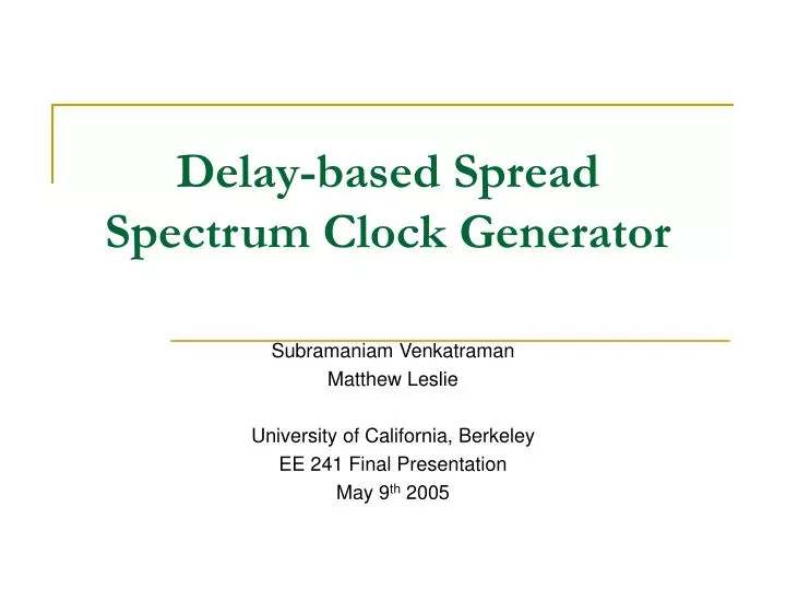 delay based spread spectrum clock generator