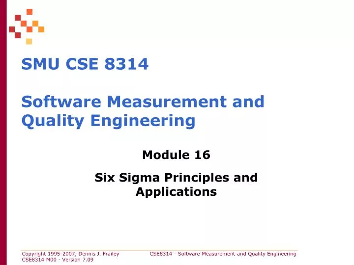 smu cse 8314 software measurement and quality engineering