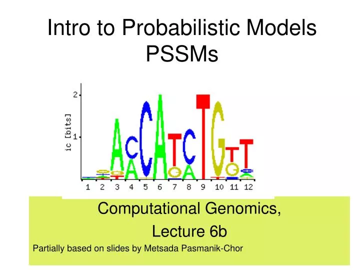 intro to probabilistic models pssms