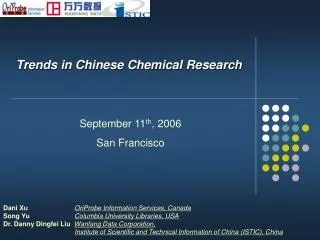 Trends in Chinese Chemical Research