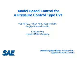 Model Based Control for a Pressure Control Type CVT