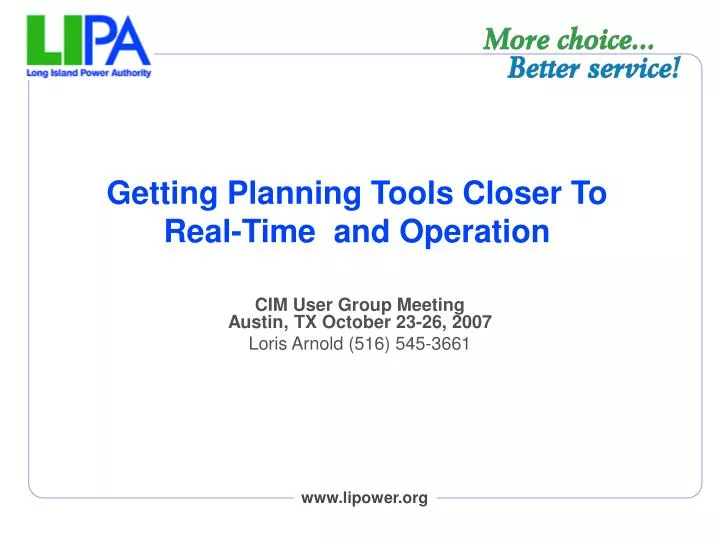 getting planning tools closer to real time and operation