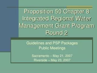 Proposition 50 Chapter 8 Integrated Regional Water Management Grant Program Round 2