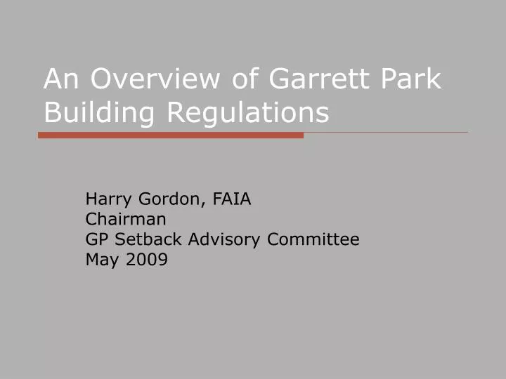an overview of garrett park building regulations
