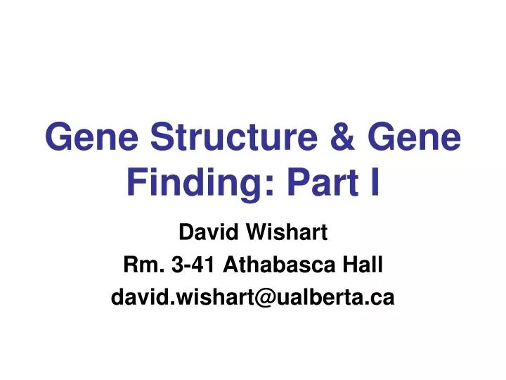 gene structure gene finding part i