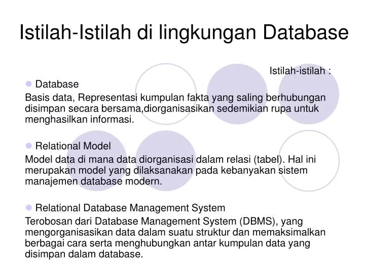 istilah istilah di lingkungan database