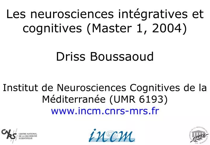institut de neurosciences cognitives de la m diterran e umr 6193 www incm cnrs mrs fr
