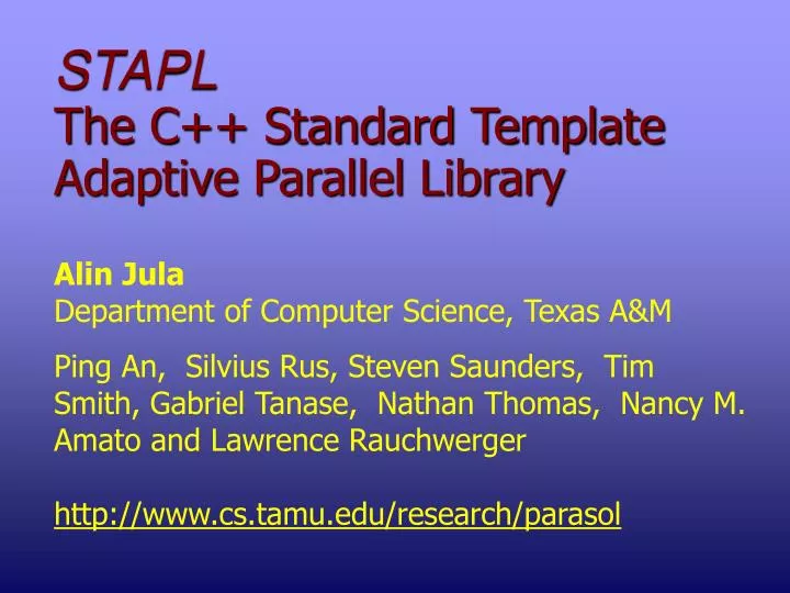 stapl the c standard template adaptive parallel library