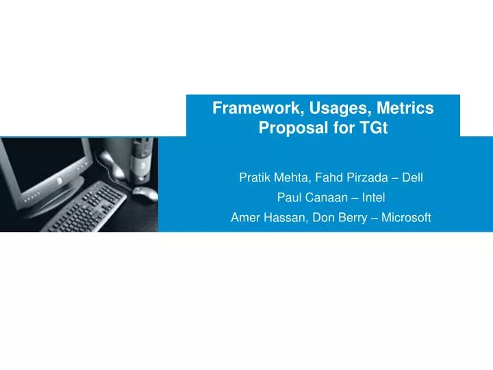 framework usages metrics proposal for tgt