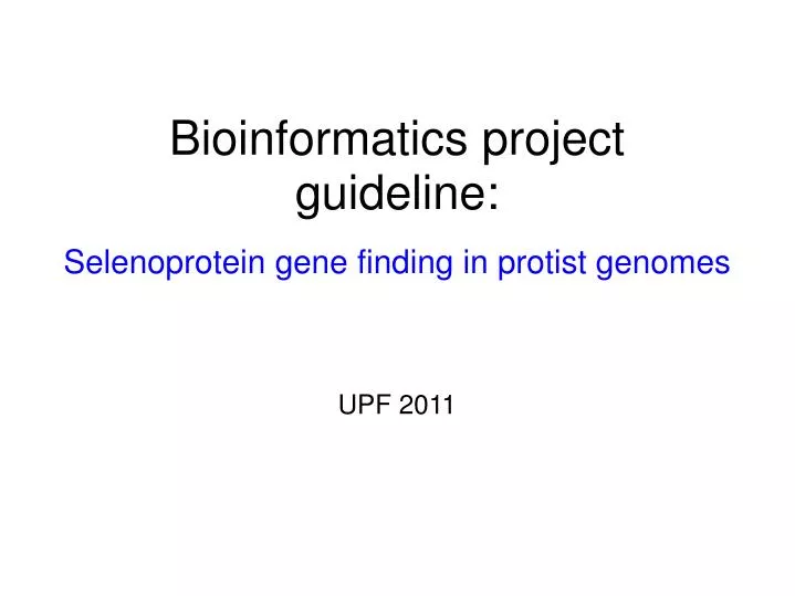 bioinformatics project guideline