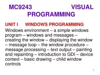 MC9243 VISUAL PROGRAMMING