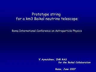 Prototype string for a km3 Baikal neutrino telescope