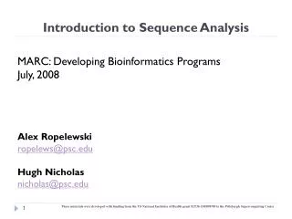 Introduction to Sequence Analysis