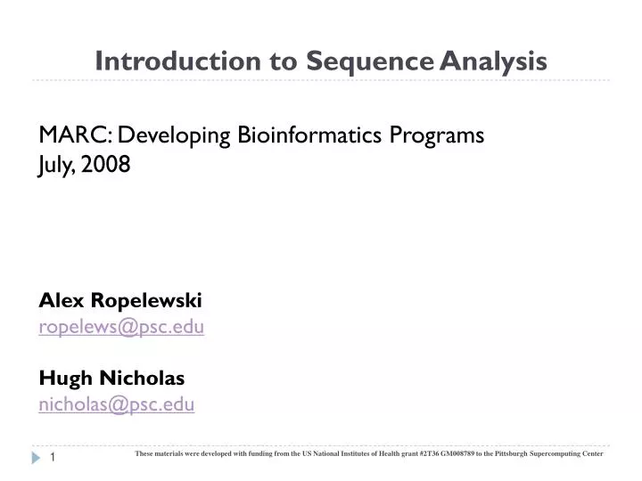 introduction to sequence analysis