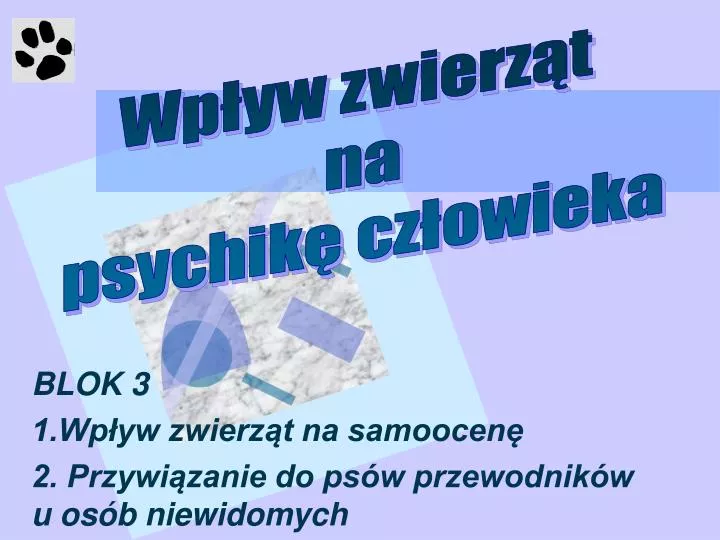 blok 3 1 wp yw zwierz t na samoocen 2 przywi zanie do ps w przewodnik w u os b niewidomych