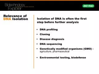 Relevance of DNA Isolation