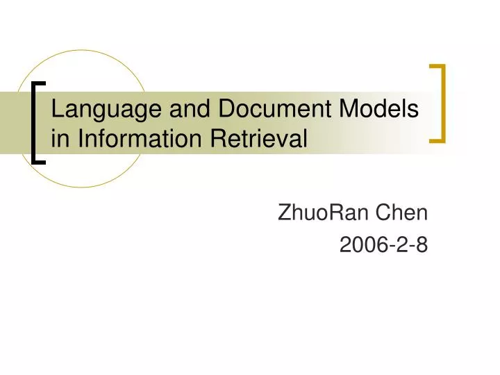 language and document models in information retrieval