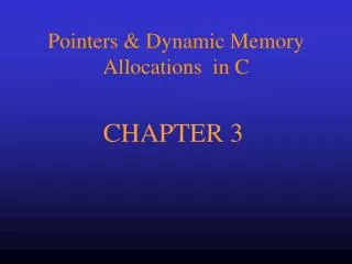 Pointers &amp; Dynamic Memory Allocations in C