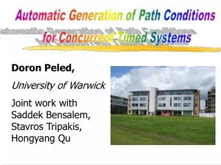 Automatic Generation of Path Conditions for Concurrent Timed Systems