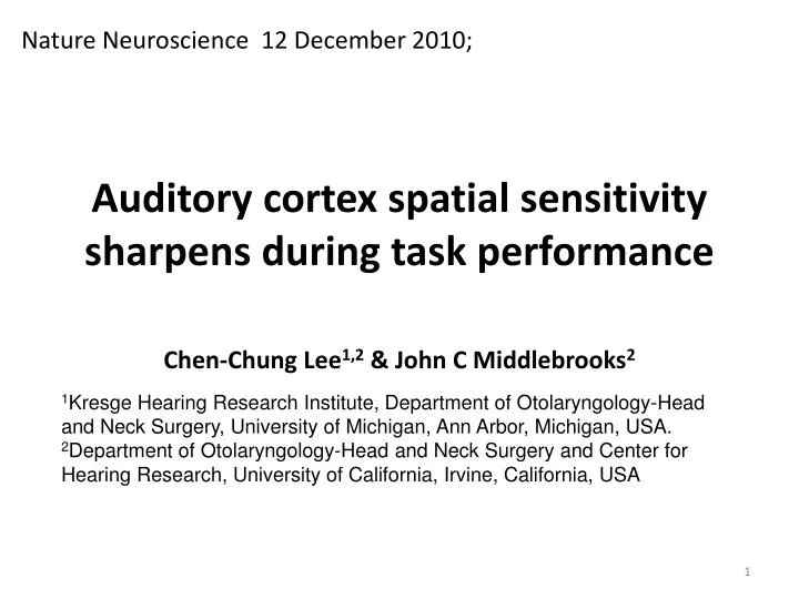 auditory cortex spatial sensitivity sharpens during task performance