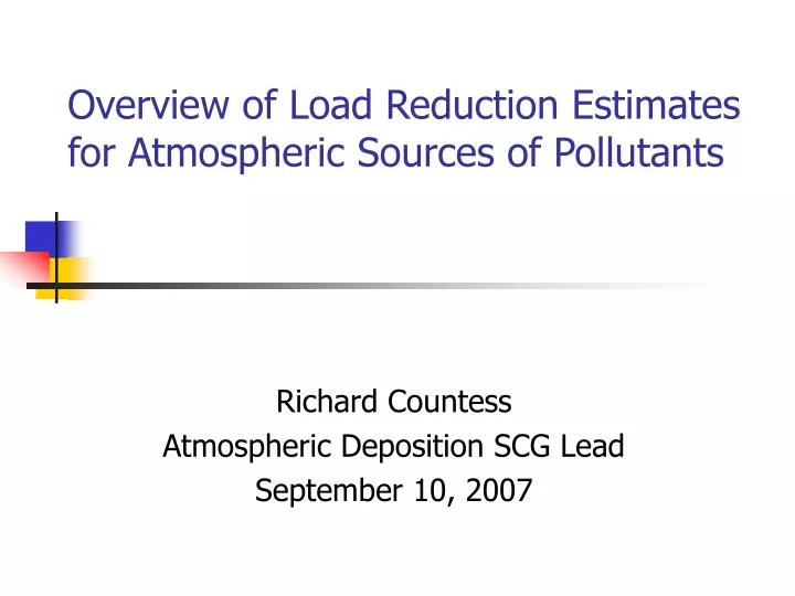 overview of load reduction estimates for atmospheric sources of pollutants