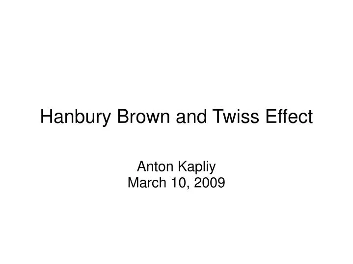 hanbury brown and twiss effect