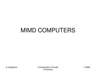 MIMD COMPUTERS