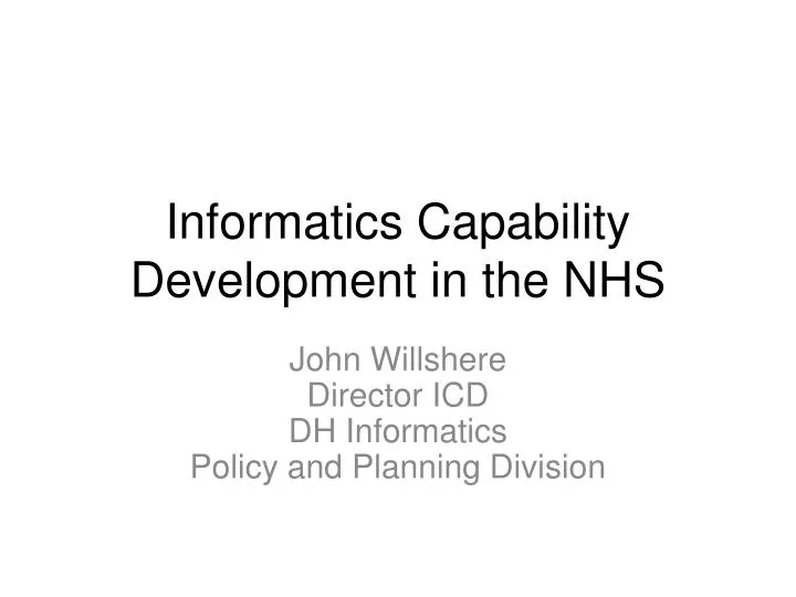 informatics capability development in the nhs