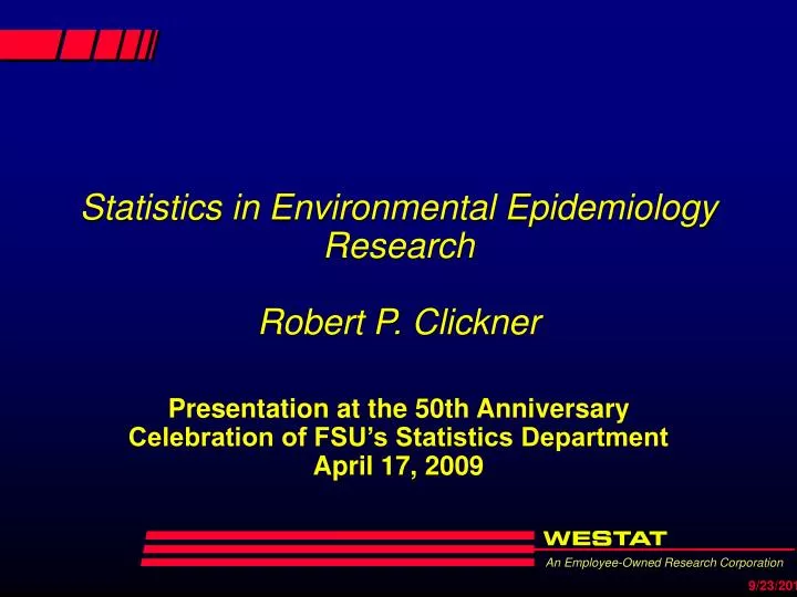 statistics in environmental epidemiology research robert p clickner