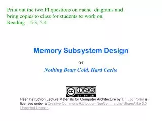 Memory Subsystem Design