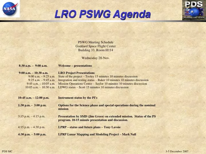 lro pswg agenda