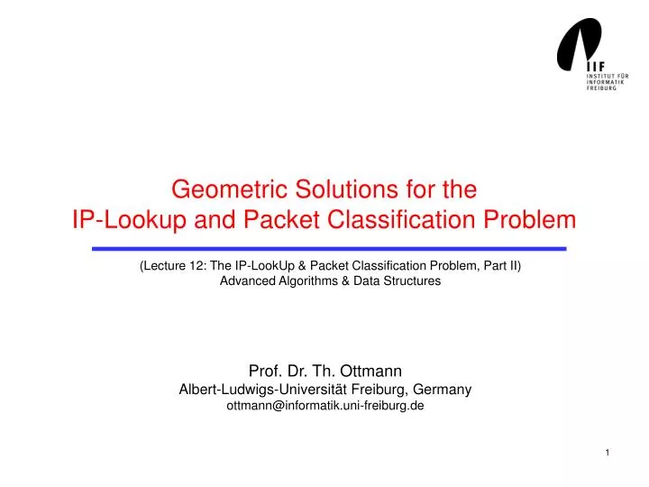 geometric solutions for the ip lookup and packet classification problem