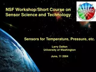 NSF Workshop/Short Course on Sensor Science and Technology