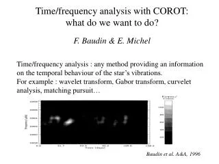 Time/frequency analysis with COROT: what do we want to do? F. Baudin &amp; E. Michel