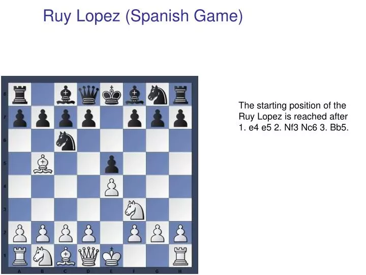 PPT - Ruy Lopez (Spanish Game) PowerPoint Presentation, free download -  ID:4749121