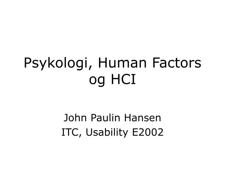 psykologi human factors og hci