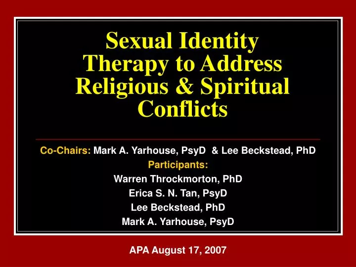 sexual identity therapy to address religious spiritual conflicts