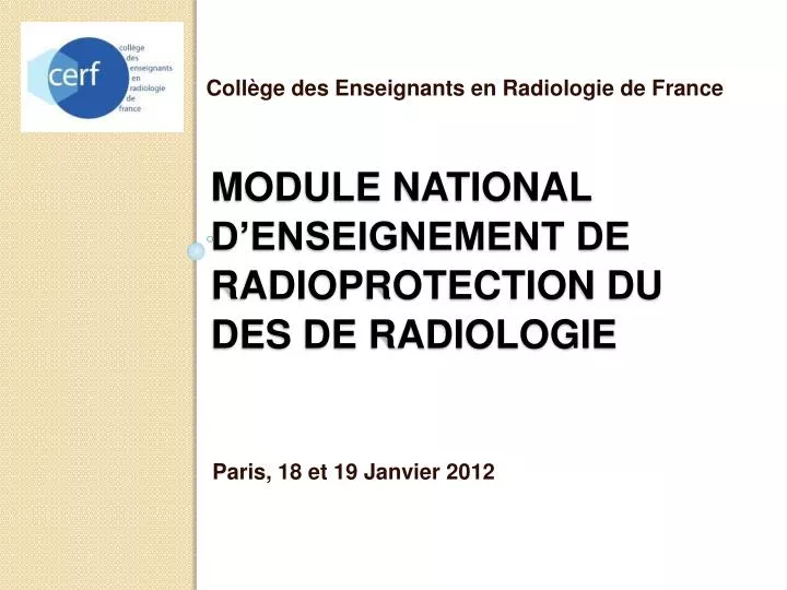 module national d enseignement de radioprotection du des de radiologie