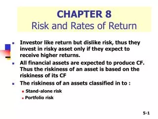 CHAPTER 8 Risk and Rates of Return