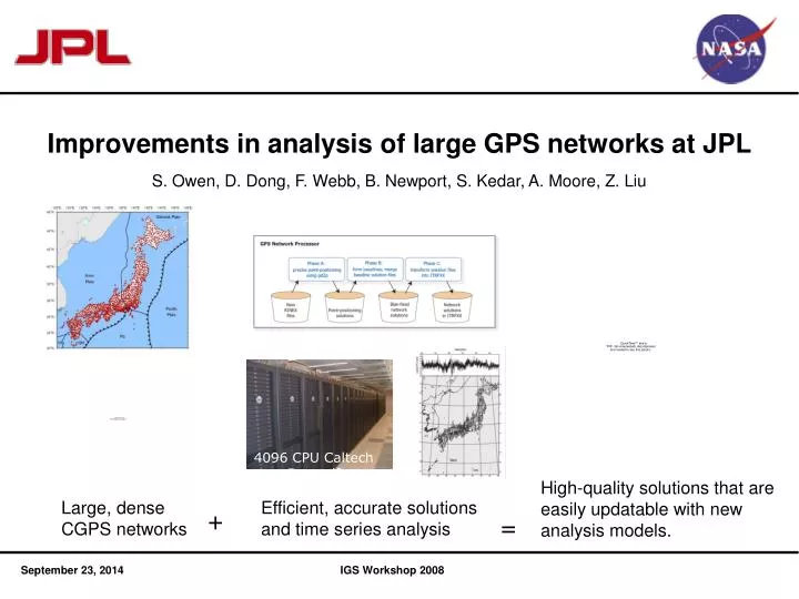 improvements in analysis of large gps networks at jpl
