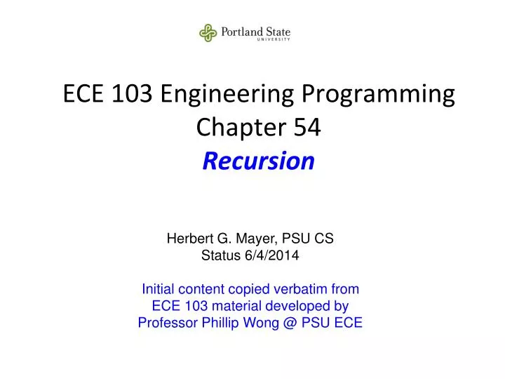 ece 103 engineering programming chapter 54 recursion