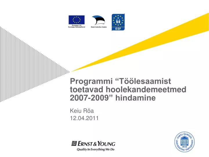 programmi t lesaamist toetavad hoolekandemeetmed 2007 2009 hindamine