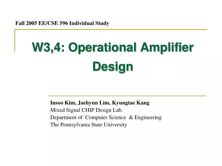 w3 4 operational amplifier design