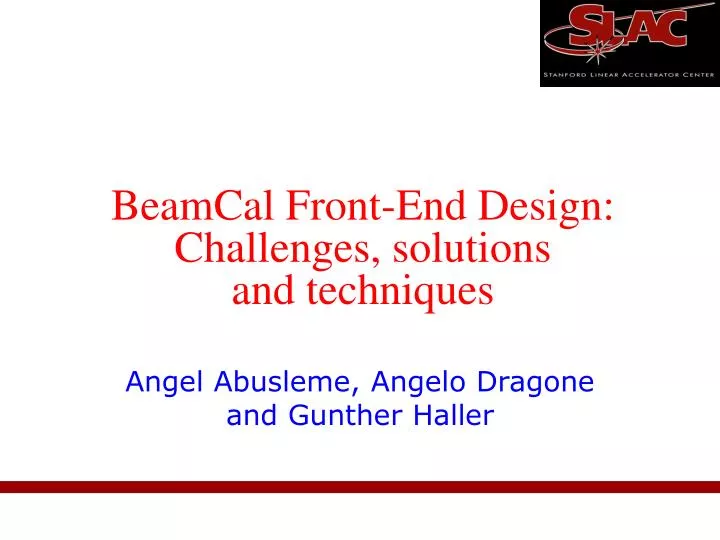 beamcal front end design challenges solutions and techniques
