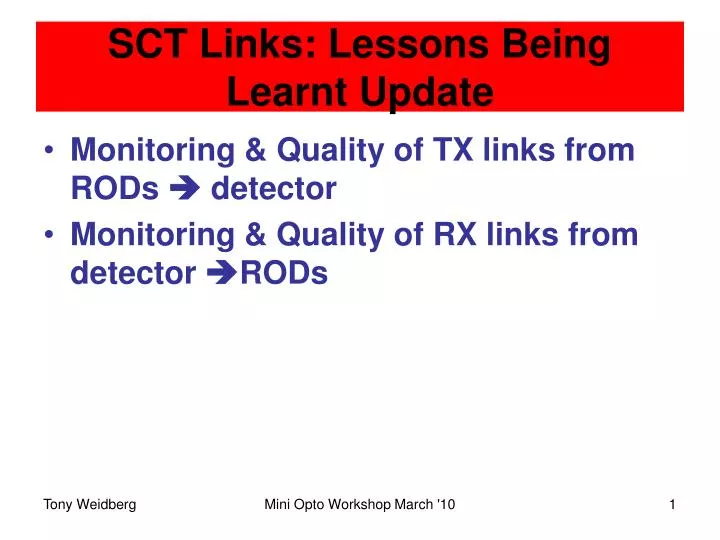 sct links lessons being learnt update