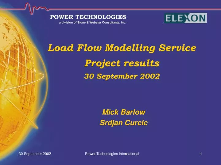 load flow modelling service project results 30 september 2002