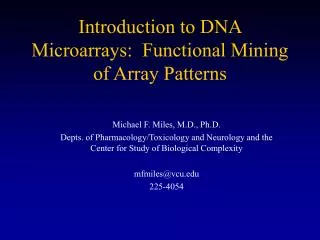 Introduction to DNA Microarrays: Functional Mining of Array Patterns