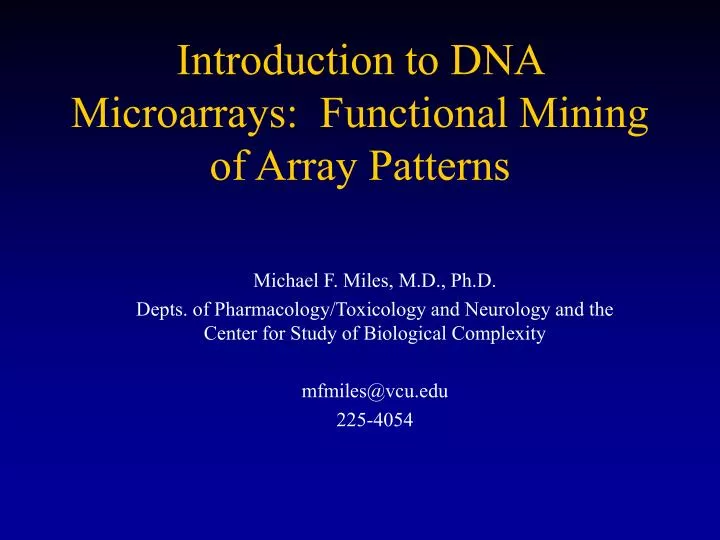 introduction to dna microarrays functional mining of array patterns