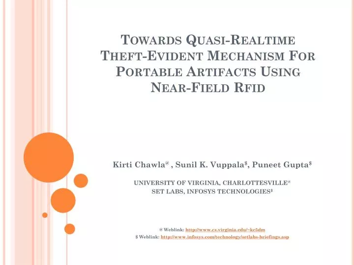 towards quasi realtime theft evident mechanism for portable artifacts using near field rfid