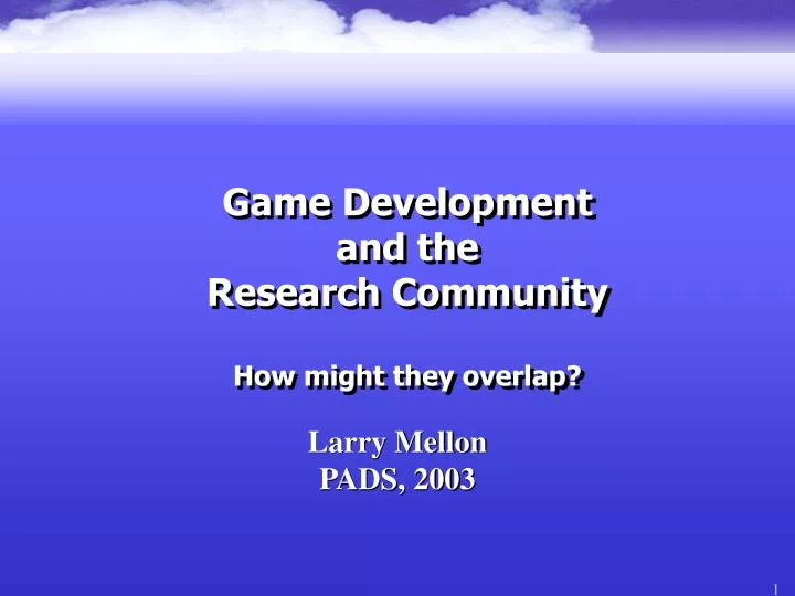 game development and the research community how might they overlap